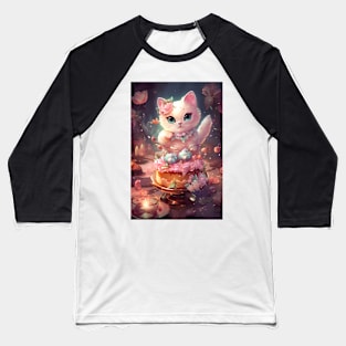 Cute Dessert Kitty Baseball T-Shirt